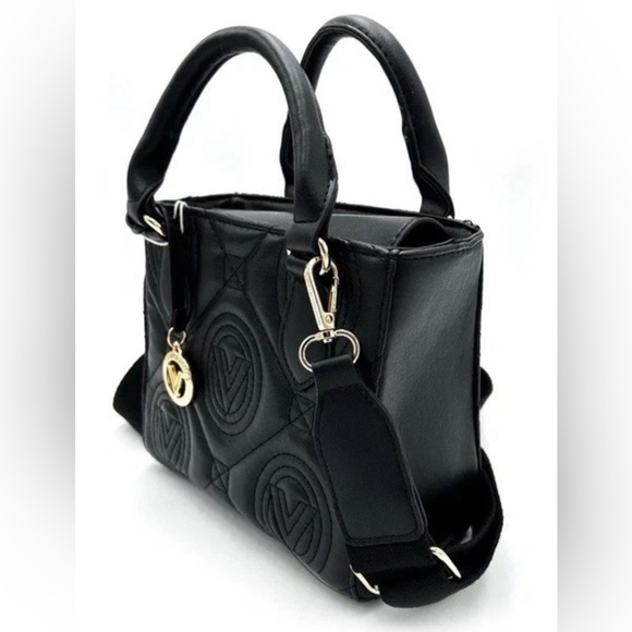 Valentino Orlandi Quilted Black Vegan Leather Satchel / Crossbody – NWT - Picture 4 of 7